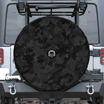 Black Camouflage Print Tire Cover With Camera Hole