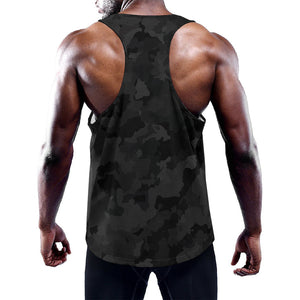 Black Camouflage Print Training Tank Top