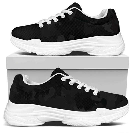 Black Camouflage Print White Chunky Shoes
