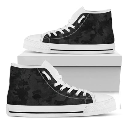 Black Camouflage Print White High Top Sneakers