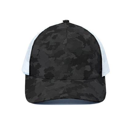 Black Camouflage Print White Mesh Trucker Cap