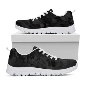 Black Camouflage Print White Running Shoes