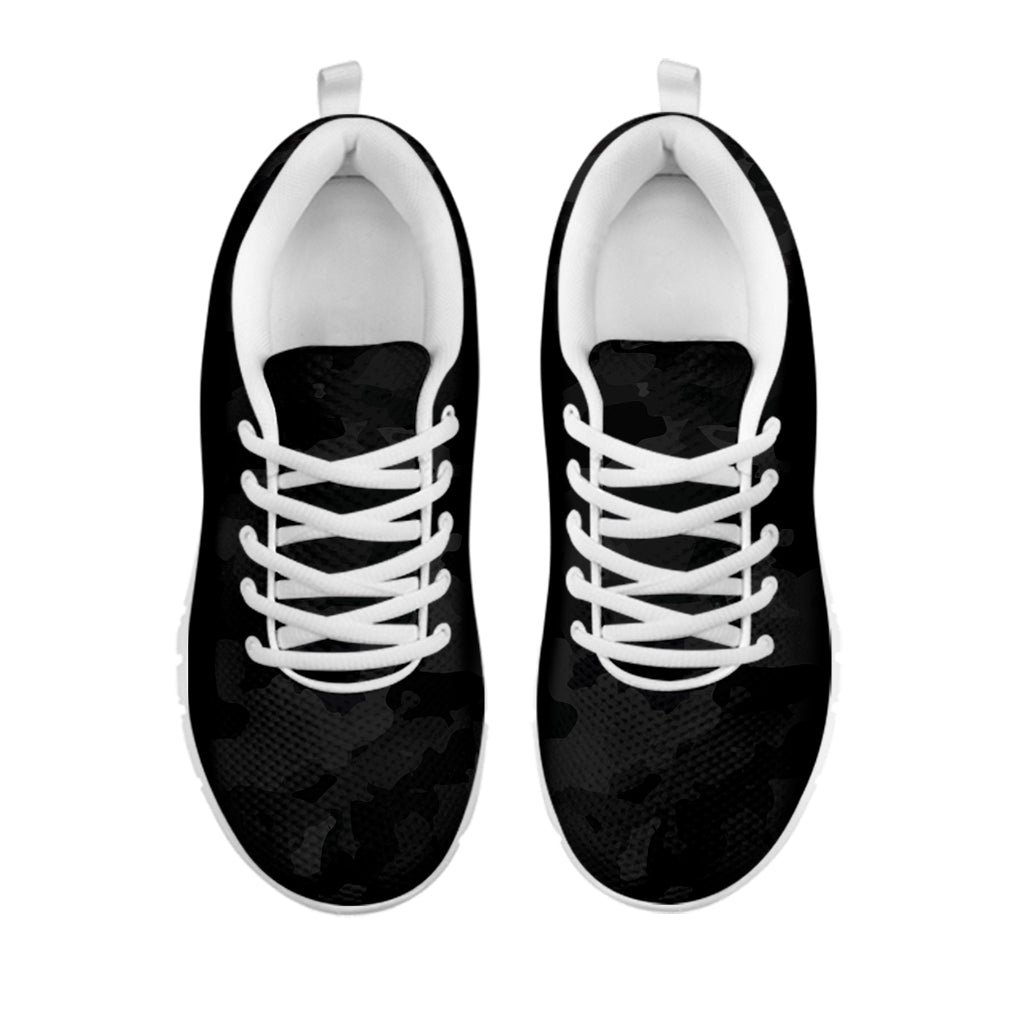 Black Camouflage Print White Running Shoes