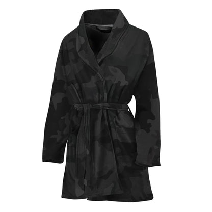 Black Camouflage Print Women's Bathrobe