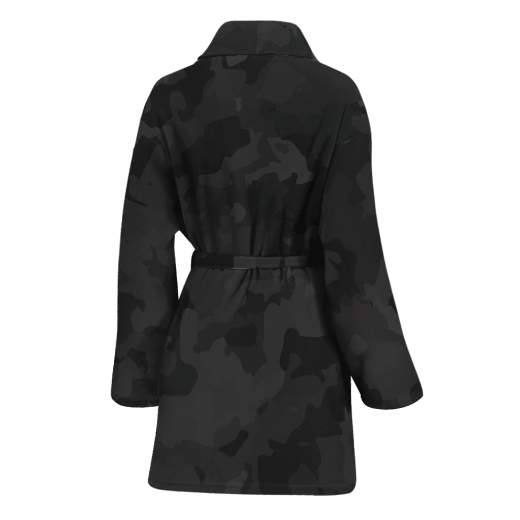 Black Camouflage Print Women's Bathrobe