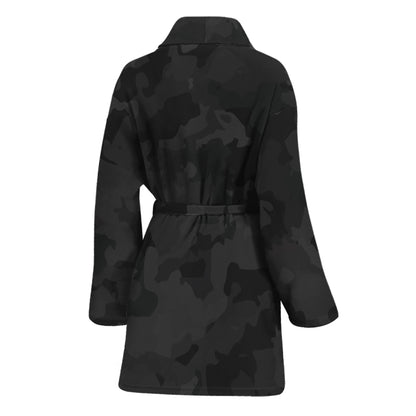 Black Camouflage Print Women's Bathrobe