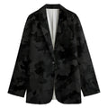 Black Camouflage Print Women's Cotton Blazer