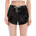 Black Camouflage Print Women's Split Running Shorts
