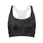 Black Camouflage Print Women's Sports Bra