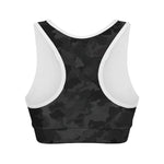 Black Camouflage Print Women's Sports Bra