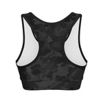 Black Camouflage Print Women's Sports Bra