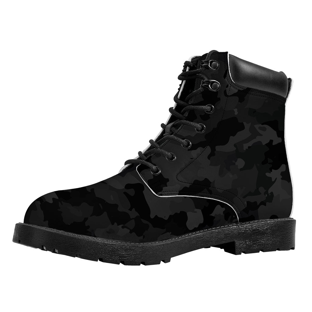 Black Camouflage Print Work Boots