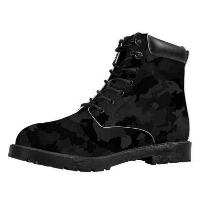 Black Camouflage Print Work Boots