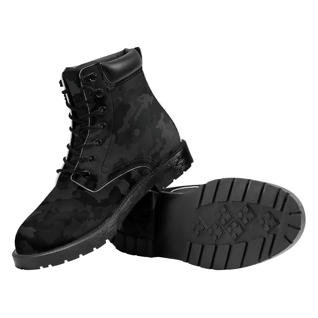 Black Camouflage Print Work Boots
