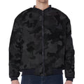 Black Camouflage Print Zip Sleeve Bomber Jacket