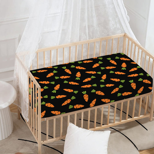 Black Carrot Pattern Print Baby Crib Sheet