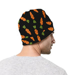 Black Carrot Pattern Print Beanie
