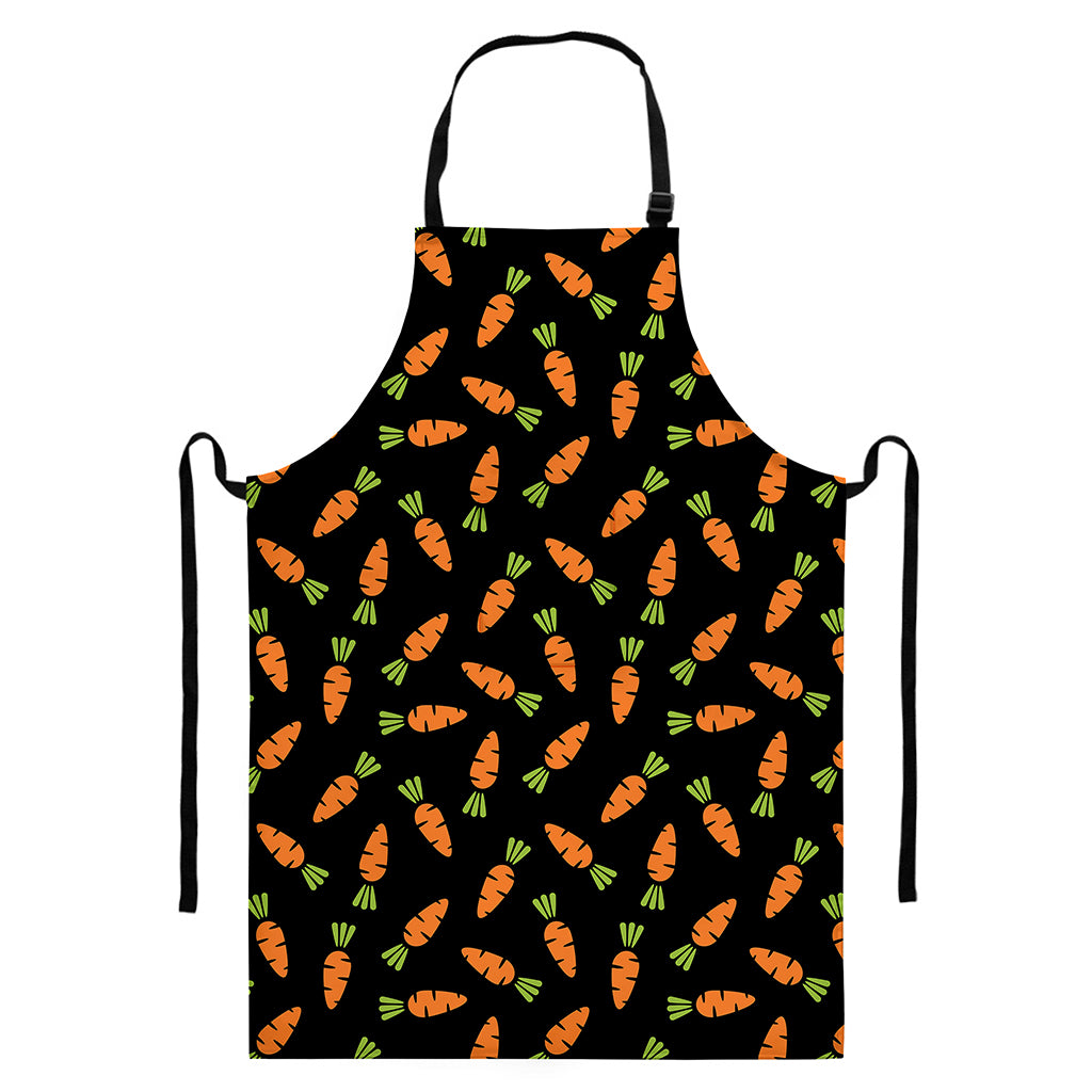 Black Carrot Pattern Print Bib Apron With Pocket