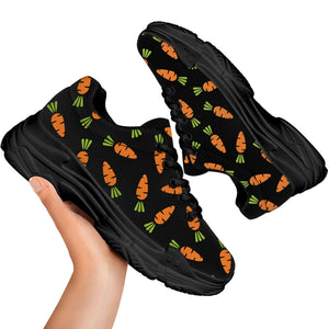 Black Carrot Pattern Print Black Chunky Shoes