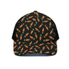 Black Carrot Pattern Print Black Mesh Trucker Cap