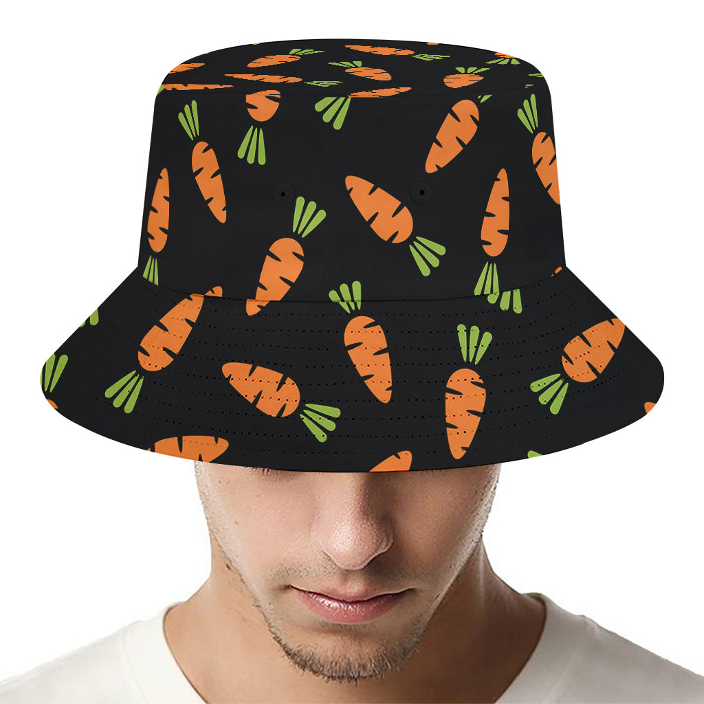 Black Carrot Pattern Print Bucket Hat