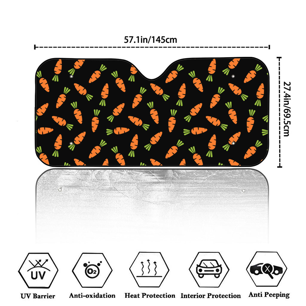 Black Carrot Pattern Print Car Windshield Sun Shade