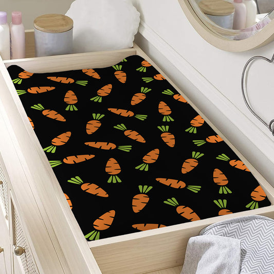 Black Carrot Pattern Print Changing Pad Cover