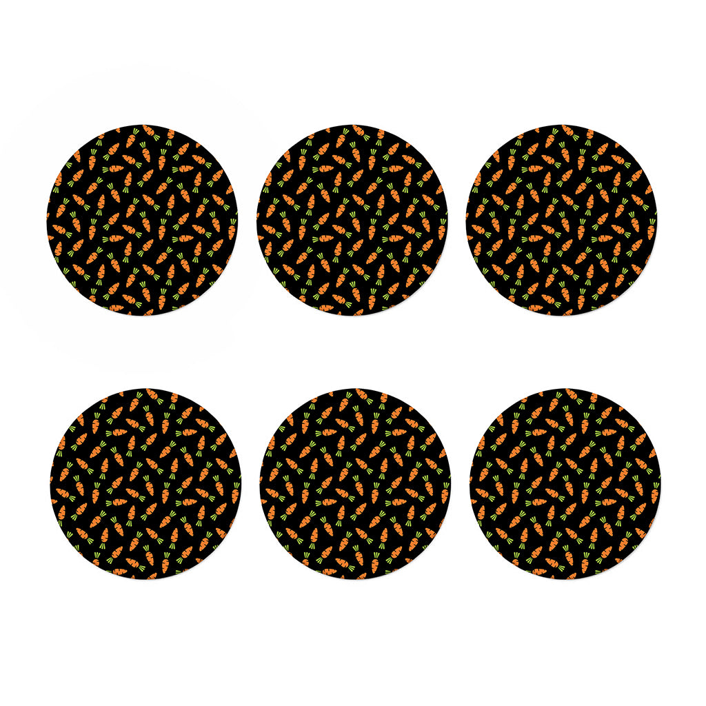 Black Carrot Pattern Print Coaster Set