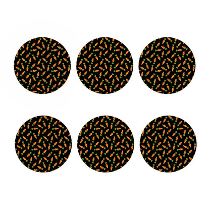 Black Carrot Pattern Print Coaster Set
