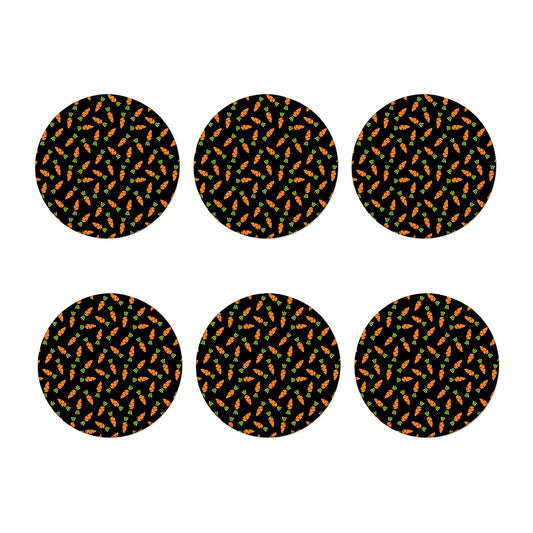 Black Carrot Pattern Print Coaster Set