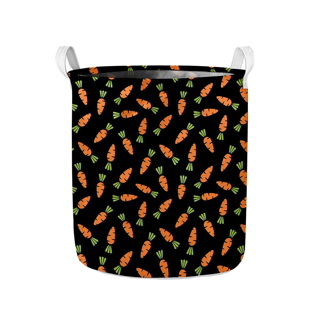 Black Carrot Pattern Print Collapsible Laundry Basket
