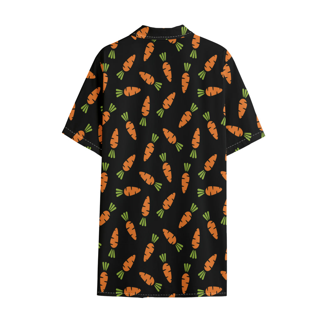 Black Carrot Pattern Print Cotton Hawaiian Shirt