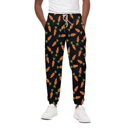 Black Carrot Pattern Print Cotton Pants
