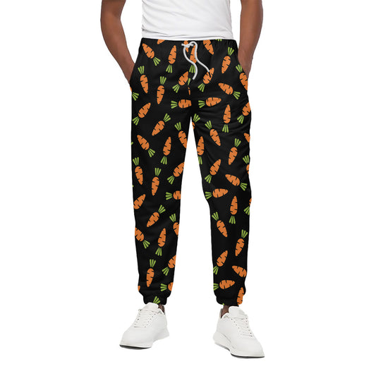 Black Carrot Pattern Print Cotton Pants