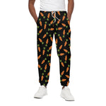 Black Carrot Pattern Print Cotton Pants