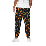 Black Carrot Pattern Print Cotton Pants