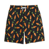 Black Carrot Pattern Print Cotton Shorts