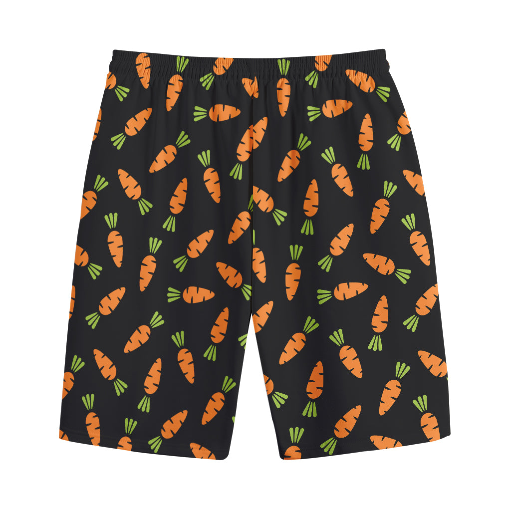 Black Carrot Pattern Print Cotton Shorts