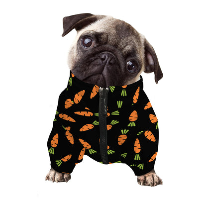 Black Carrot Pattern Print Dog Zip Up Jacket