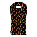 Black Carrot Pattern Print Double Neoprene Wine Tote