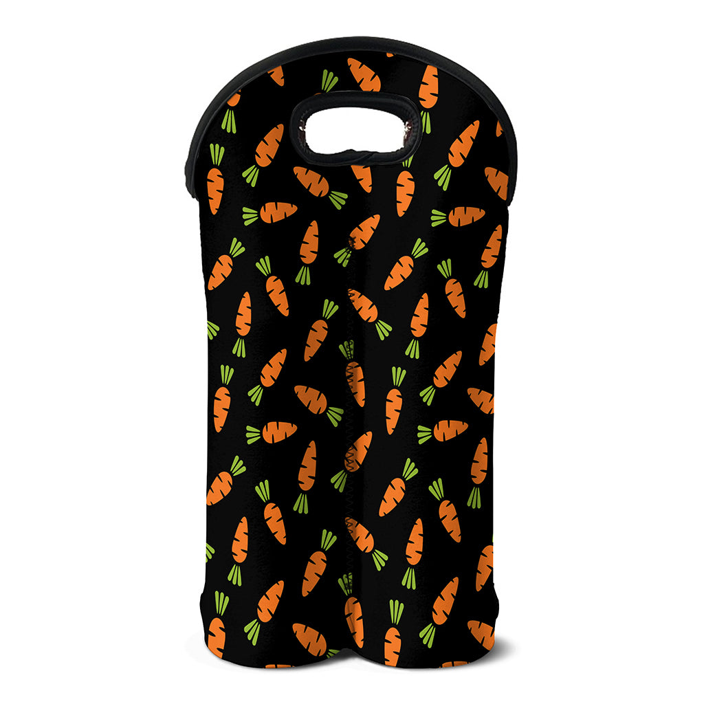 Black Carrot Pattern Print Double Neoprene Wine Tote