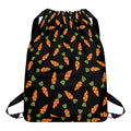 Black Carrot Pattern Print Drawstring Backpack