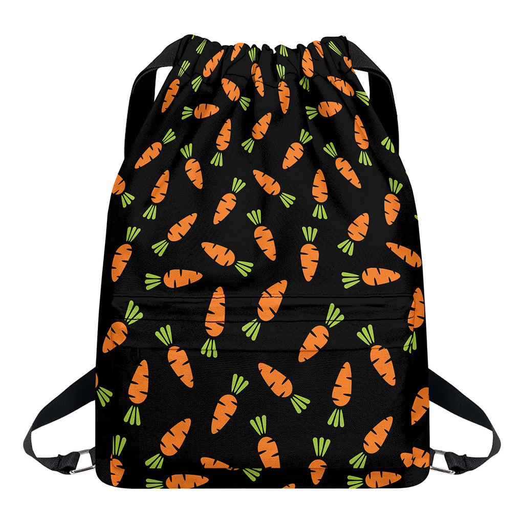 Black Carrot Pattern Print Drawstring Backpack
