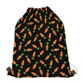 Black Carrot Pattern Print Drawstring Bag