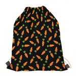 Black Carrot Pattern Print Drawstring Bag