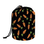 Black Carrot Pattern Print Drawstring Makeup Bag