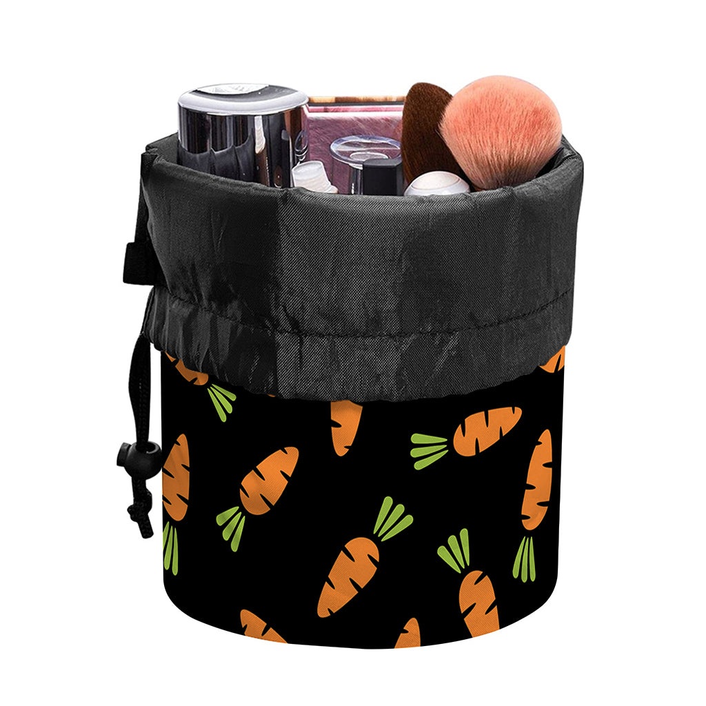 Black Carrot Pattern Print Drawstring Makeup Bag