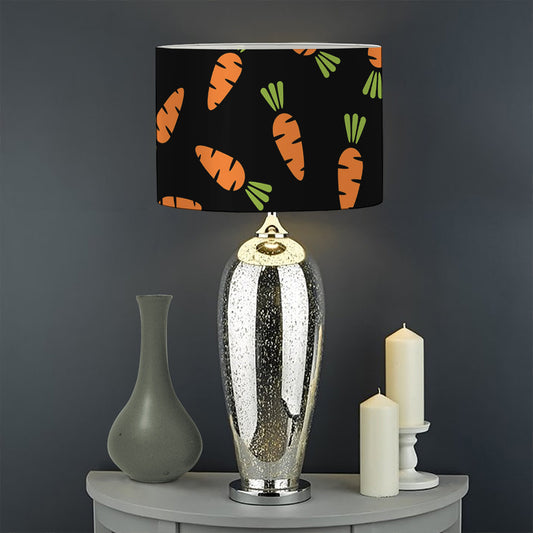 Black Carrot Pattern Print Drum Lamp Shade