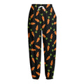 Black Carrot Pattern Print Fleece Lined Knit Pants