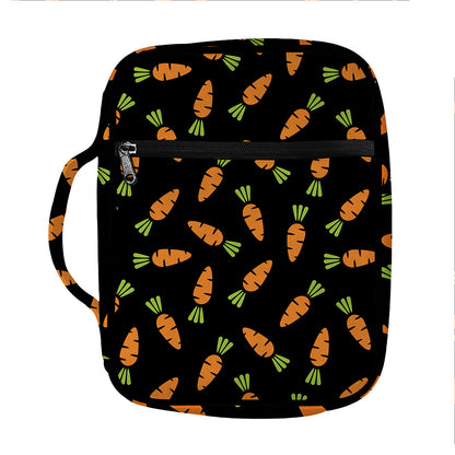Black Carrot Pattern Print Front Pocket Bible Bag